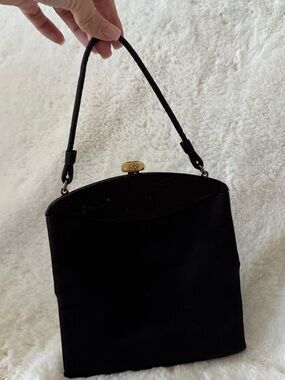 Elegant Black Evening Wristlet with Gold Clasp
